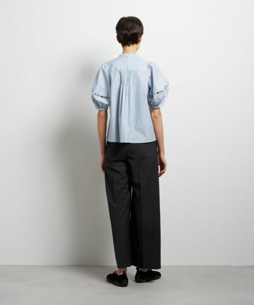 LANVIN en Bleu / ランバン オン ブルー シャツ・ブラウス | ロゴテープスタンドカラーブラウス | 詳細3