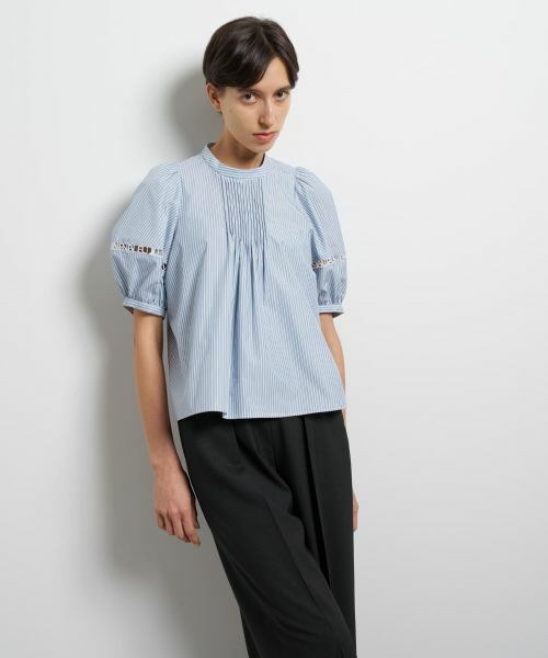 LANVIN en Bleu / ランバン オン ブルー シャツ・ブラウス | ロゴテープスタンドカラーブラウス | 詳細4