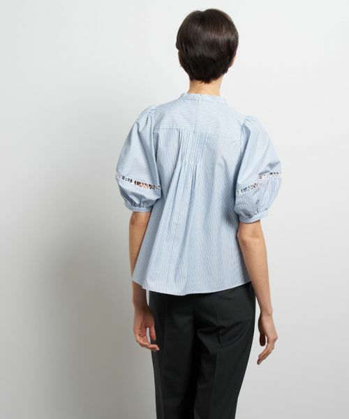LANVIN en Bleu / ランバン オン ブルー シャツ・ブラウス | ロゴテープスタンドカラーブラウス | 詳細6
