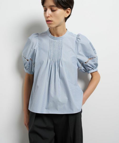 LANVIN en Bleu / ランバン オン ブルー シャツ・ブラウス | ロゴテープスタンドカラーブラウス | 詳細8