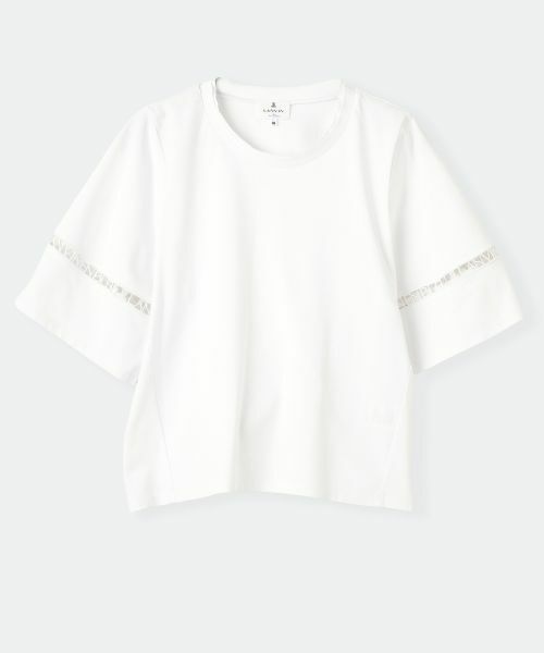 LANVIN en Bleu / ランバン オン ブルー Tシャツ | ロゴレーステープカットソー（オフホワイト）