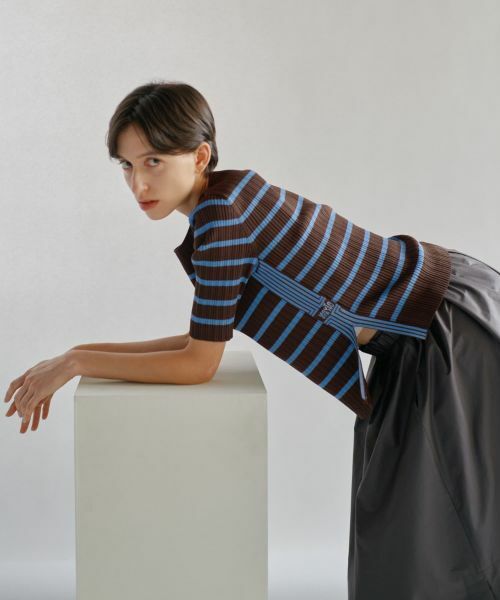 LANVIN en Bleu / ランバン オン ブルー ニット・セーター | ボーダーリブニット（ブラウン）