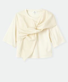 LANVIN en Bleu / ランバン オン ブルー Tシャツ | ドレープコンビカットソー