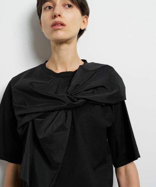 LANVIN en Bleu / ランバン オン ブルー Tシャツ | ドレープコンビカットソー | 詳細7