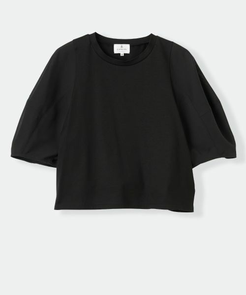 LANVIN en Bleu / ランバン オン ブルー Tシャツ | クロップドコンビカットソー（ブラック）