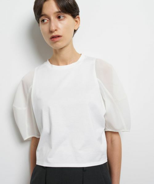 LANVIN en Bleu / ランバン オン ブルー Tシャツ | クロップドコンビカットソー | 詳細4