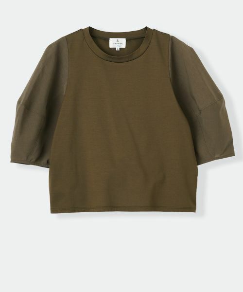 LANVIN en Bleu / ランバン オン ブルー Tシャツ | クロップドコンビカットソー（カーキ）