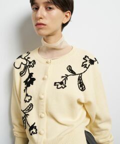 LANVIN en Bleu / ランバン オン ブルー カーディガン・ボレロ | エンブロイダリーニットカーディガン