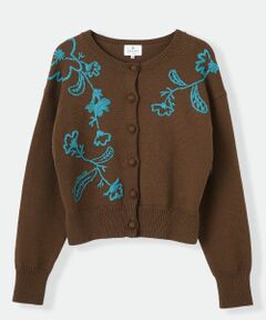 LANVIN en Bleu / ランバン オン ブルー カーディガン・ボレロ | エンブロイダリーニットカーディガン