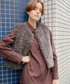 LANVIN en Bleu / ランバン オン ブルー テーラードジャケット | フェイクファーショートベスト