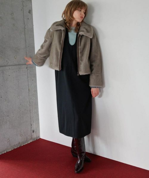 LANVIN en Bleu / ランバン オン ブルー ドレス | クリアツイルUネックワンピース（ブラック）