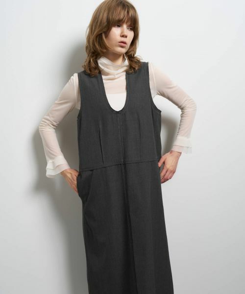 LANVIN en Bleu / ランバン オン ブルー ドレス | クリアツイルUネックワンピース | 詳細5
