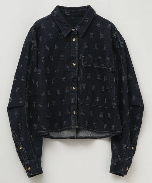 LANVIN en Bleu / ランバン オン ブルー シャツ・ブラウス | パンチングデニムクロップドシャツ（ネイビー）