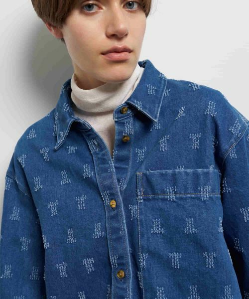 LANVIN en Bleu / ランバン オン ブルー シャツ・ブラウス | パンチングデニムクロップドシャツ | 詳細8