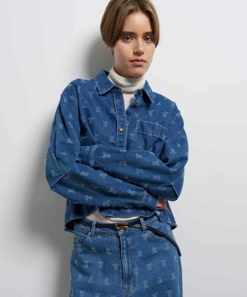 LANVIN en Bleu / ランバン オン ブルー シャツ・ブラウス | パンチングデニムクロップドシャツ（ブルー系）