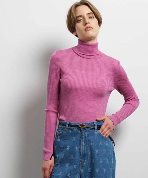 LANVIN en Bleu / ランバン オン ブルー ニット・セーター | カラーポイントリブタートル（ピンク）