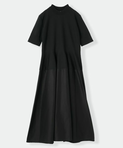 LANVIN en Bleu / ランバン オン ブルー ドレス | ニットコンビフレアワンピース（ブラック）