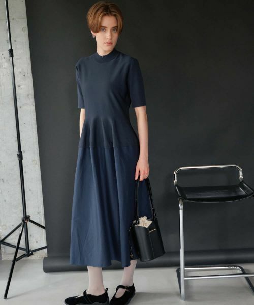 LANVIN en Bleu / ランバン オン ブルー ドレス | ニットコンビフレアワンピース | 詳細9