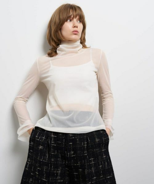 LANVIN en Bleu / ランバン オン ブルー Tシャツ | シアートリコットフリルカフスカットソー（オフホワイト）