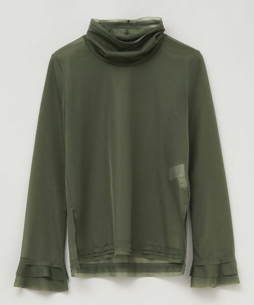 LANVIN en Bleu / ランバン オン ブルー Tシャツ | シアートリコットフリルカフスカットソー（グリーン）