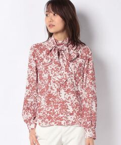花柄プリント ボウタイブラウス
