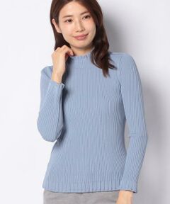 リブ編み ハイネックセーター