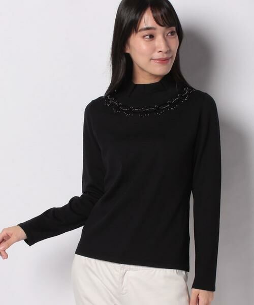 ビーズ刺繍セーター黒ニット/セーター