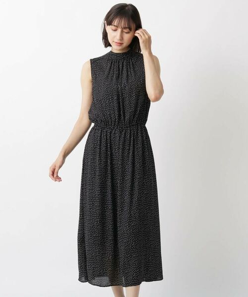 セール ドットハイネックギャザーワンピース ロング マキシ丈ワンピース Laura Ashley ローラ アシュレイ ファッション通販 タカシマヤファッションスクエア