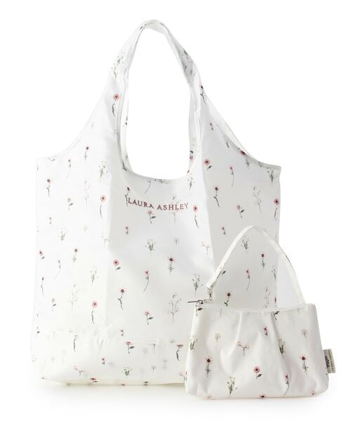 LAURA ASHLEY / ローラ アシュレイ エコバッグ | プレスドプラワー柄 収納バッグ付きマイバッグ(ホワイト(101))