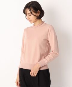 LAURA ASHLEY / ローラ アシュレイ ニット・セーター | 【洗える】フリルハイネックコットン混プルオーバー