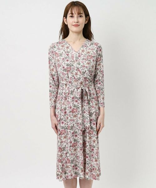 LAURA ASHLEY / ローラ アシュレイ ミニ丈・ひざ丈ワンピース | 【洗える】ラムトンガーデン柄 カシュクールデザインワンピース | 詳細1