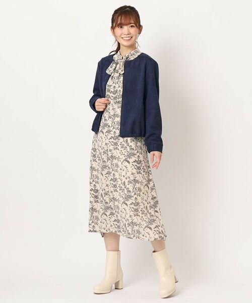 LAURA ASHLEY / ローラ アシュレイ ノーカラージャケット | 【70th記念/洗える】「ロイド」ノーカラースエード調ジャケット | 詳細17