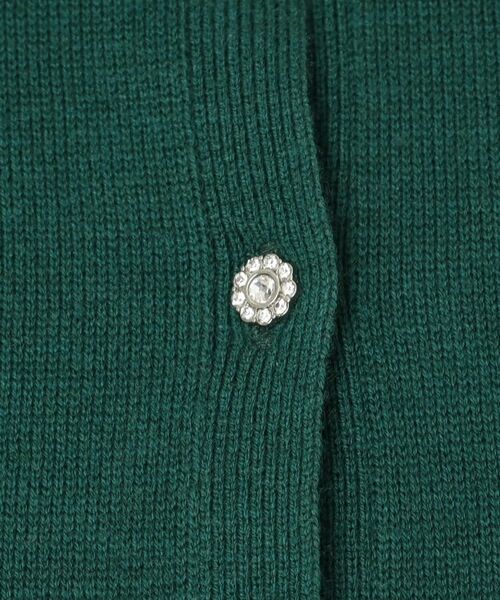 英国製　ローラアシュレイ　クルーネック　カーディガン　ロング丈　銀ボタン　羊毛