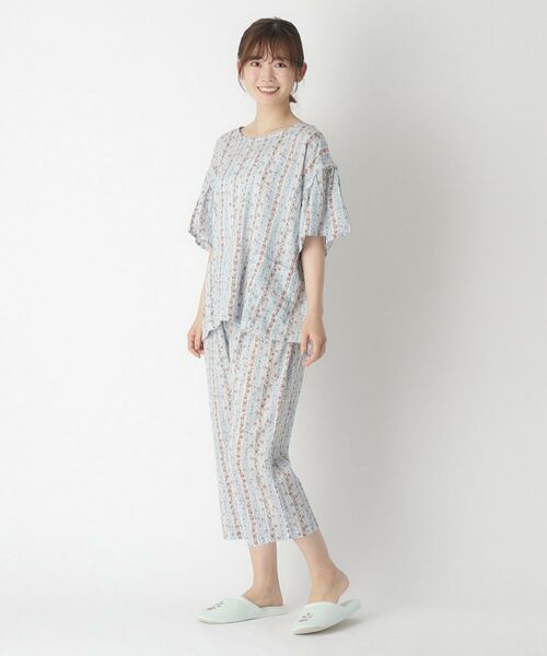 LAURA ASHLEY / ローラ アシュレイ ルームウェア | 【一部店舗限定/楊柳生地/上下セット/着回し】エルシング ストライプ柄 リラックスウェア | 詳細3