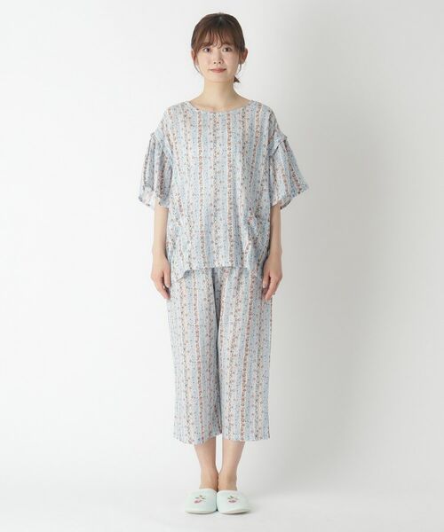 LAURA ASHLEY / ローラ アシュレイ ルームウェア | 【一部店舗限定/楊柳生地/上下セット/着回し】エルシング ストライプ柄 リラックスウェア | 詳細9