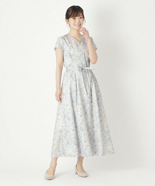 LAURA ASHLEY / ローラ アシュレイ ロング・マキシ丈ワンピース | 【コットン100％/洗える】ヘレッド ブルームス柄ワンピース | 詳細9