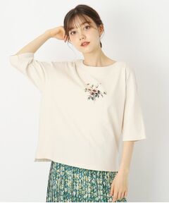 【5分袖/洗える/USAコットン100%】バンチドフラワープリントＴシャツ