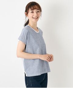 【日本製／コットンリネン布帛×天竺／ワンマイルウエア】 ドロップ袖Tシャツ