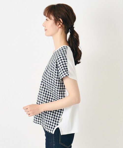 LAURA ASHLEY / ローラ アシュレイ Tシャツ | 【日本製／コットンリネン布帛×天竺／ワンマイルウエア】 ドロップ袖Tシャツ | 詳細10