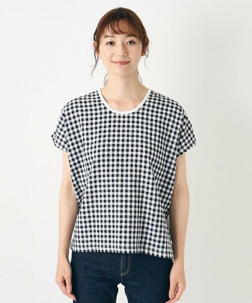 LAURA ASHLEY / ローラ アシュレイ Tシャツ | 【日本製／コットンリネン布帛×天竺／ワンマイルウエア】 ドロップ袖Tシャツ | 詳細9