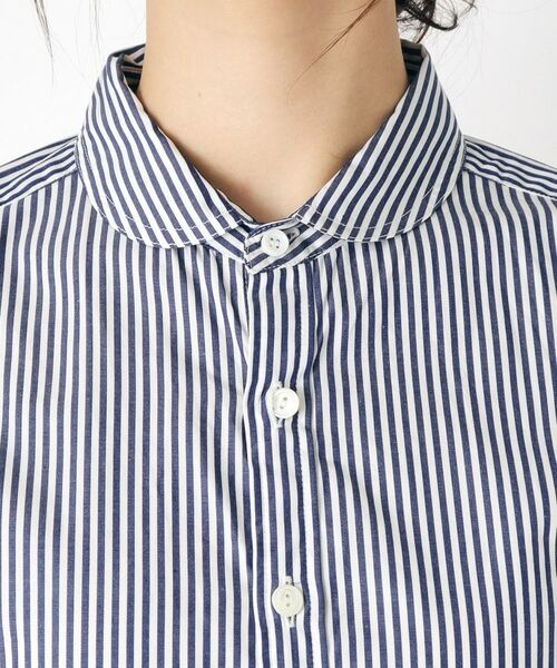 LAURA ASHLEY / ローラ アシュレイ シャツ・ブラウス | 【Lサイズあり／日本製／ワンマイルウエア】丸衿ロゴ刺しゅうシャツ | 詳細16