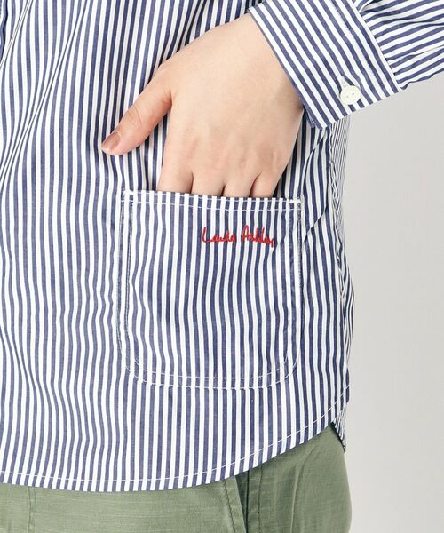 LAURA ASHLEY / ローラ アシュレイ シャツ・ブラウス | 【Lサイズあり／日本製／ワンマイルウエア】丸衿ロゴ刺しゅうシャツ | 詳細18