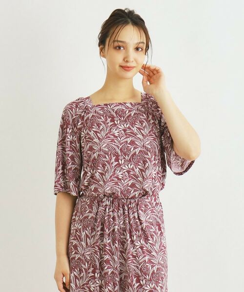 LAURA ASHLEY / ローラ アシュレイ シャツ・ブラウス | 【洗える／ジャージ素材／同柄アイテムあり】ウッドブロック リーブス柄プルオーバー | 詳細5