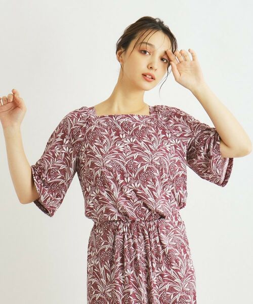 LAURA ASHLEY / ローラ アシュレイ シャツ・ブラウス | 【洗える／ジャージ素材／同柄アイテムあり】ウッドブロック リーブス柄プルオーバー | 詳細6