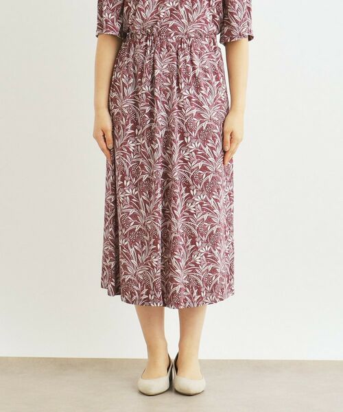 LAURA ASHLEY / ローラ アシュレイ スカート | 【洗える／ジャージ素材／同柄アイテムあり】ウッドブロック リーブス柄スカート | 詳細9