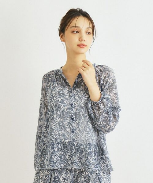 LAURA ASHLEY / ローラ アシュレイ シャツ・ブラウス | 【楊柳生地／同柄アイテムあり】ウッドブロック リーブス柄ブラウス | 詳細6