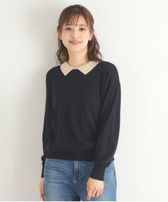 【4colors／Lサイズあり／コットン混／クレリックデザインあり】プルオーバーニット