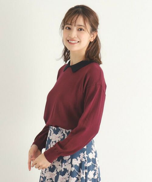 LAURA ASHLEY / ローラ アシュレイ ニット・セーター | 【4colors／Lサイズあり／コットン混／クレリックデザインあり】プルオーバーニット | 詳細10