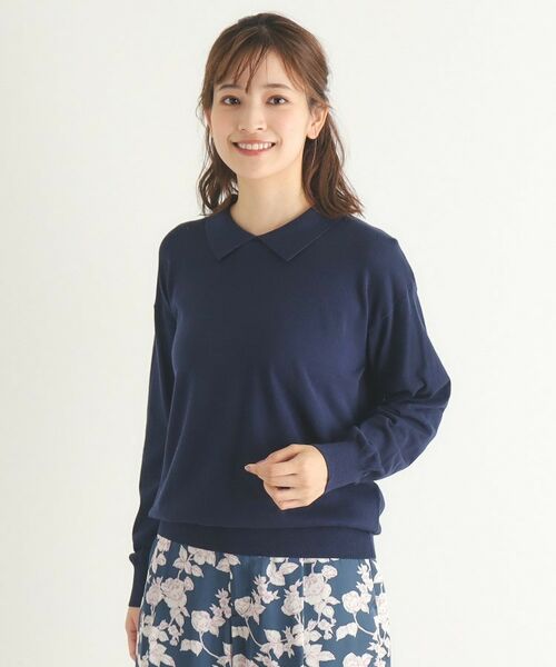 LAURA ASHLEY / ローラ アシュレイ ニット・セーター | 【4colors／Lサイズあり／コットン混／クレリックデザインあり】プルオーバーニット | 詳細13