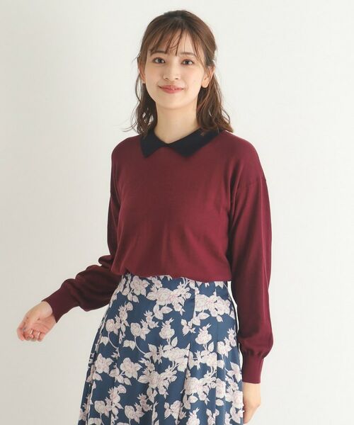 LAURA ASHLEY / ローラ アシュレイ ニット・セーター | 【4colors／Lサイズあり／コットン混／クレリックデザインあり】プルオーバーニット | 詳細9